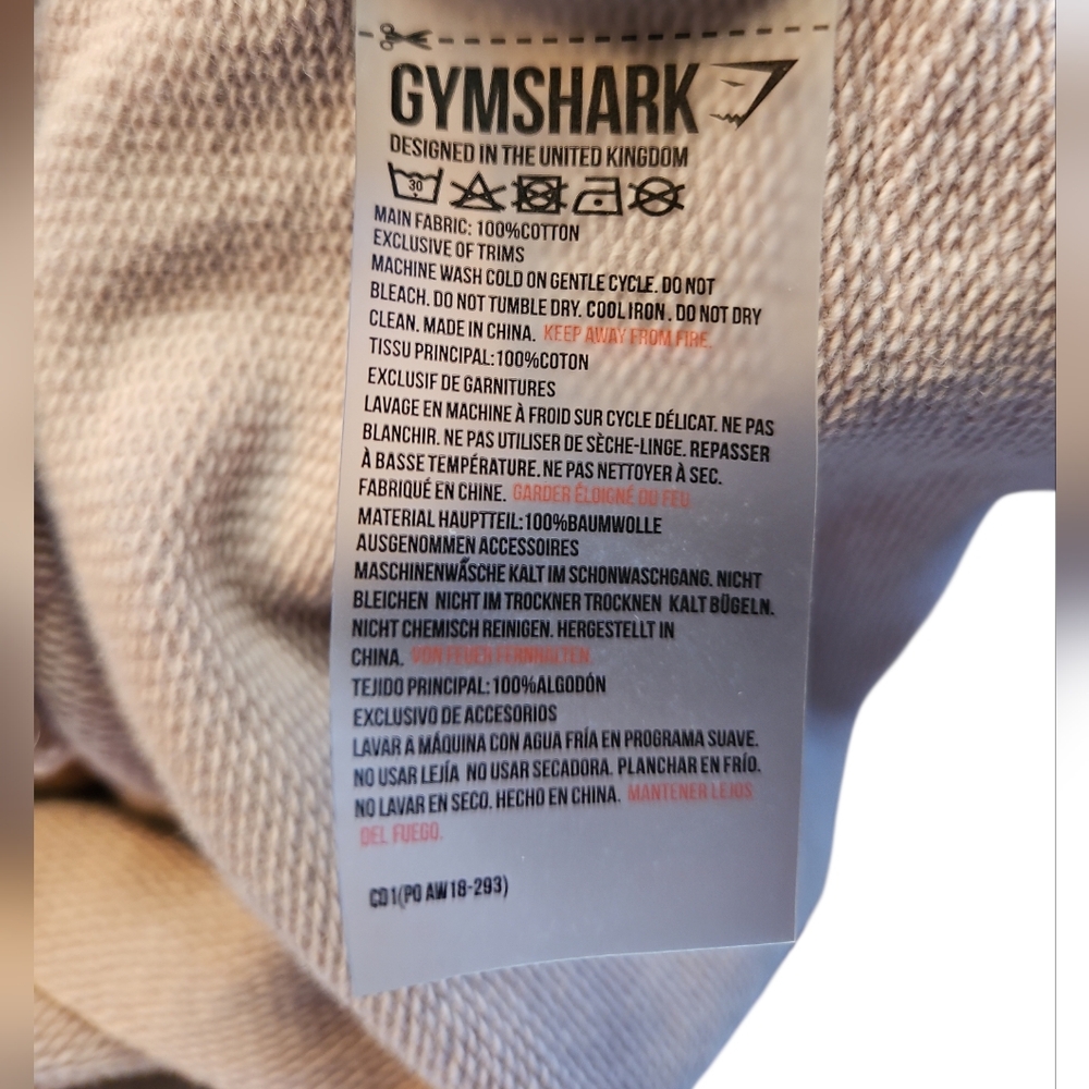 Gymshark Cropped Hoodie Short Sleeve Tan Logo Back Athleisure Streetwear S - Picture 4 of 5